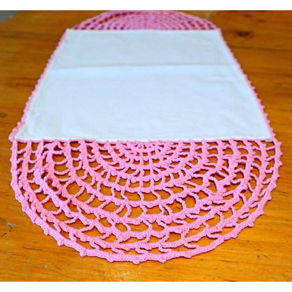2 Doilies Doily Crocheted Doily Cotton Center Pink Crochet Vintage Doilies V17 - Picture 3 of 4